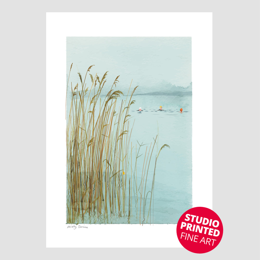 Misty Swim | Winter Wild Swimming Studio Printed Fine Art Print