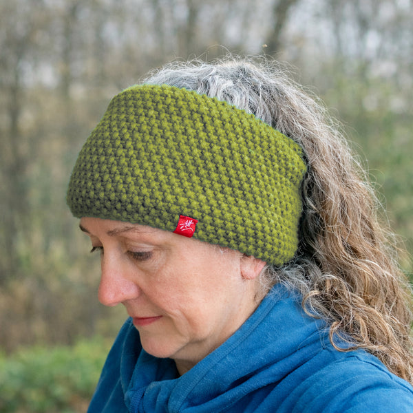Hand-knitted headband – Deep Band – Moss Green
