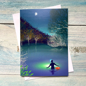 Wild Swimming card. Night Swimming