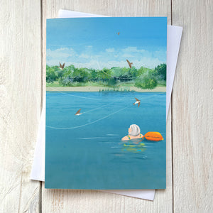 Wild Water Swimming card. Return Of The Sand Martins