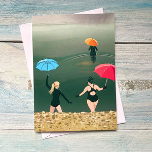 Wild Swimming card. Swimming In The Rain