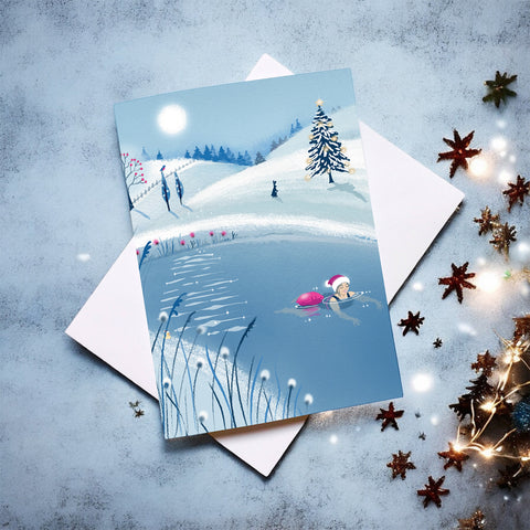 Wild Swimming Christmas Card 'Tis The Season No1