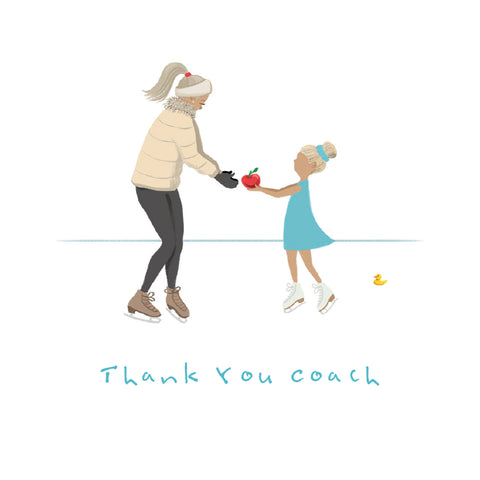 Thank You Coach card. Ice Skating. Female coach
