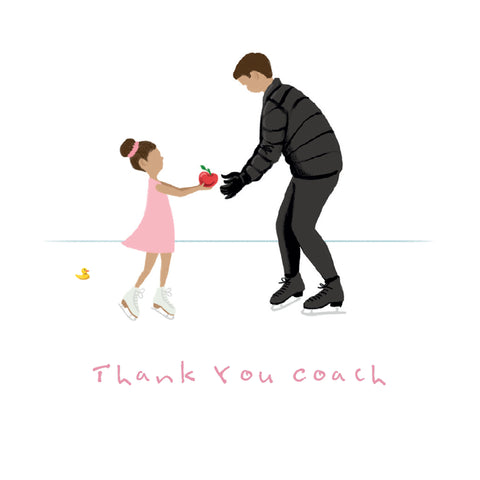 Thank You Coach card. Ice Skating. Male coach
