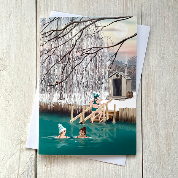 Winter Swimming card. Winter Warmer