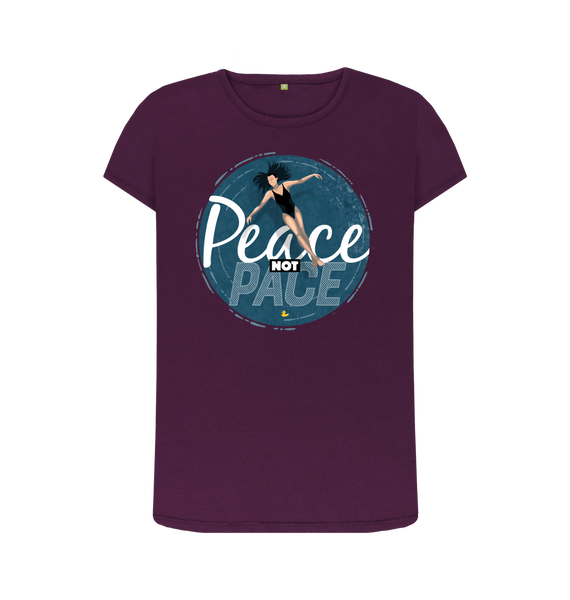 Purple Peace Not Pace T-shirt \u2013 women's fit