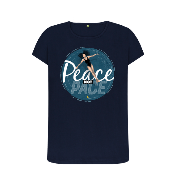 Navy Blue Peace Not Pace T-shirt \u2013 women's fit