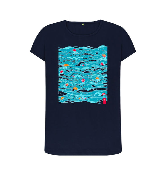 Navy Blue Outdoor Swimmers women's t-shirt