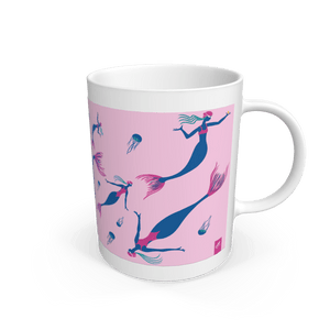 White Mermaids Mug in Pink