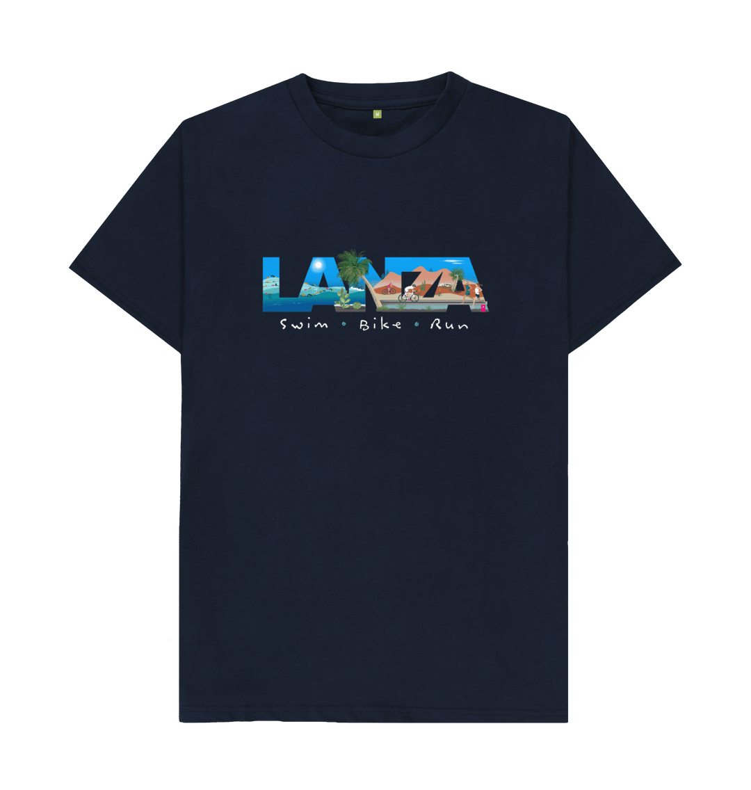 Navy Blue Lanza, Swim, Bike Run t-shirt. Classic fit
