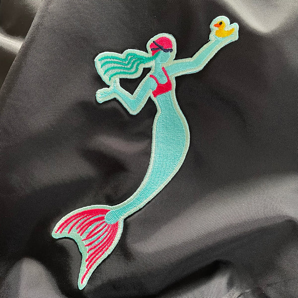 Large embroidered mermaid iron-on patch