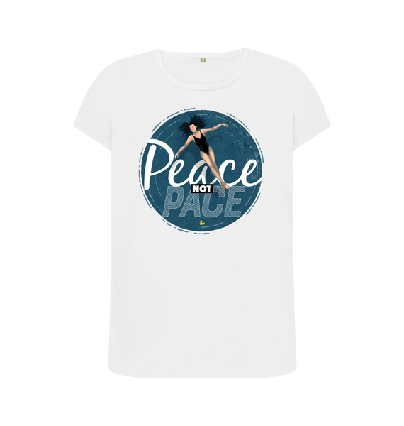 White Peace Not Pace T-shirt \u2013 women's fit