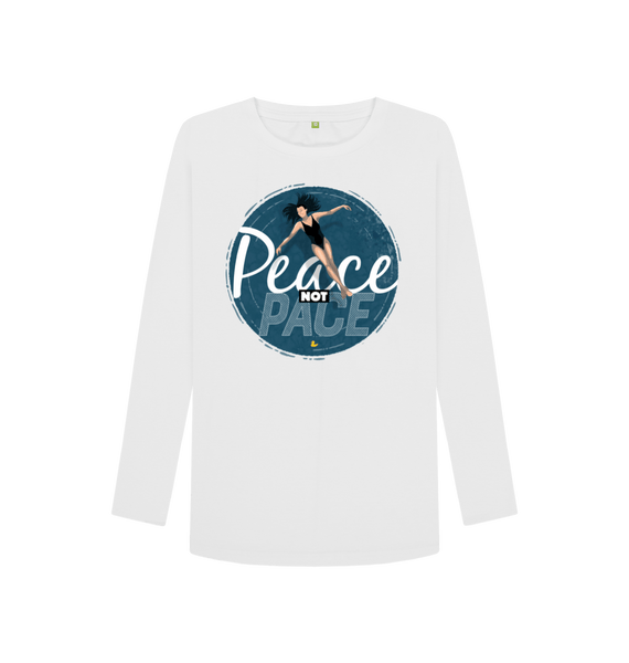 White Printed Long Sleeve T Shirt Front
