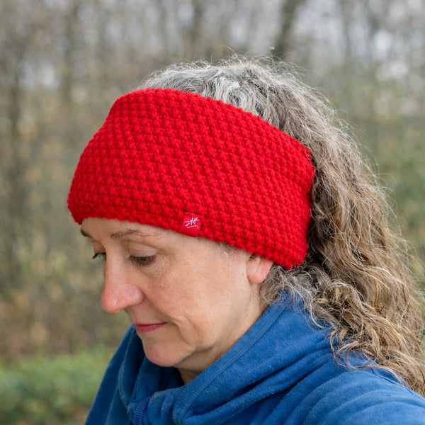 Hand-knitted headband – Deep Band – Red