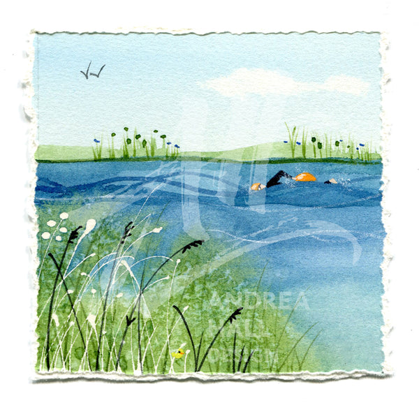 Original miniature painting. River Swim, by Andrea Hall
