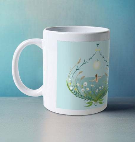Expect Nothing, Appreciate Everything Mug. Duck egg blue