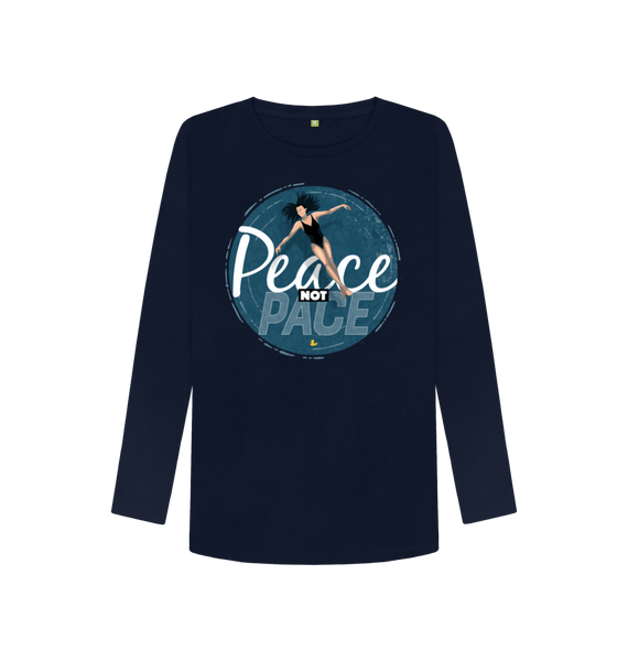 Navy Blue Printed Long Sleeve T Shirt Front