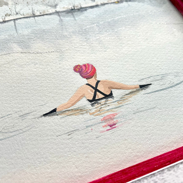 Original painting. Winter Swimmer by Andrea Hall