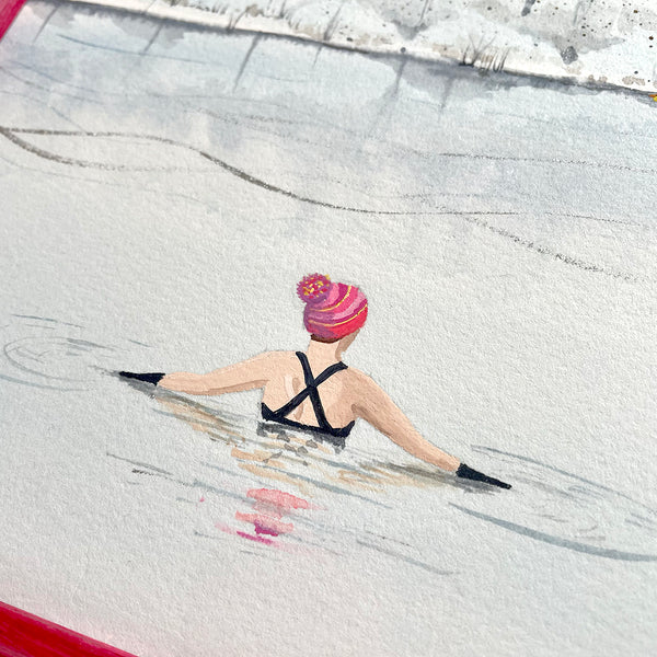 Original painting. Winter Swimmer by Andrea Hall