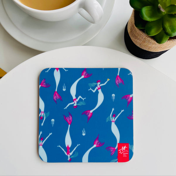 Mermaid coasters. Set of four. Great gift for wild swimmers