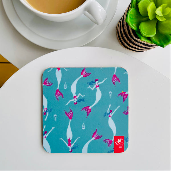 Mermaid coasters. Set of four. Great gift for wild swimmers