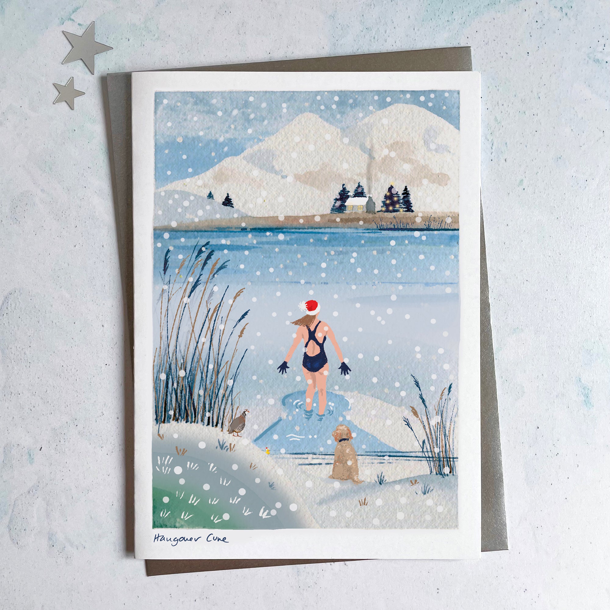 Wild Swimming Christmas card 'Hangover Cure'