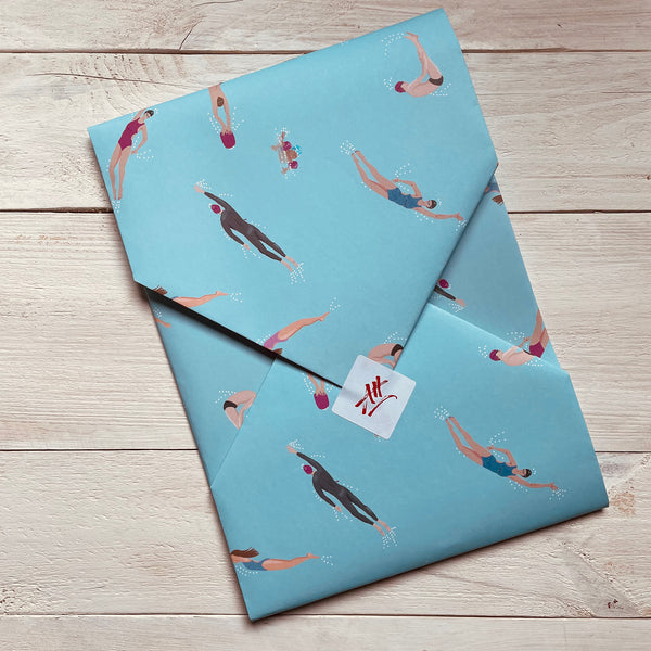 Quality wrapping paper for wild swimmers. Swimmers design