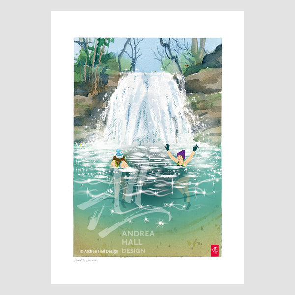 Wild Swimming signed A4 print. 'Janet's Jacuzzi'