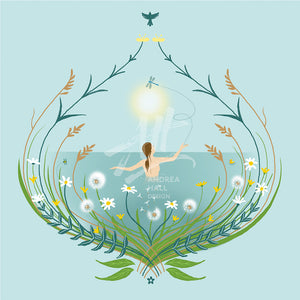 Beautiful wild swimming art print. 'Expect Nothing, Appreciate Everything'