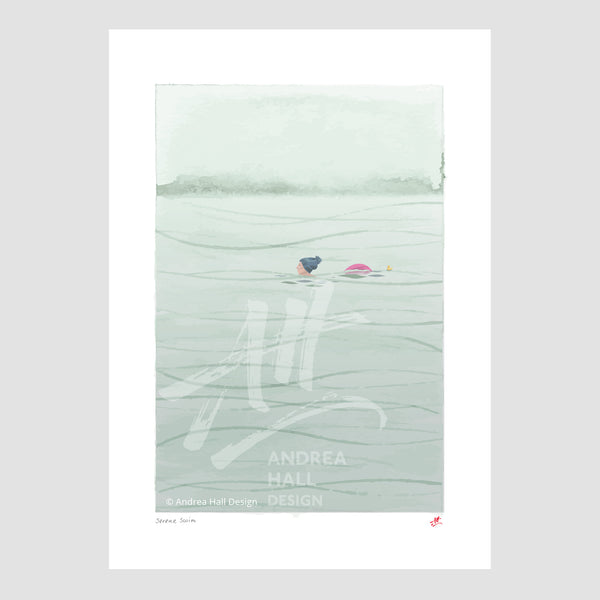 Wild swimming print. 'Serene Swim'