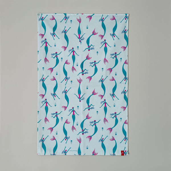 Mermaid wild swimming tea towels. Great gift for swimmers