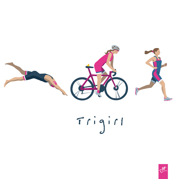 TriGirl triathlon girl greetings card for any occasion