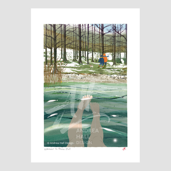 Joyful Wild Swimming print. 'Warmer In Than Out'