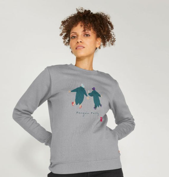Penguin Party open water swimming sweatshirt – women's fit