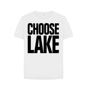 White Women's relaxed-fit Choose Lake T-shirt for outdoor swimmers