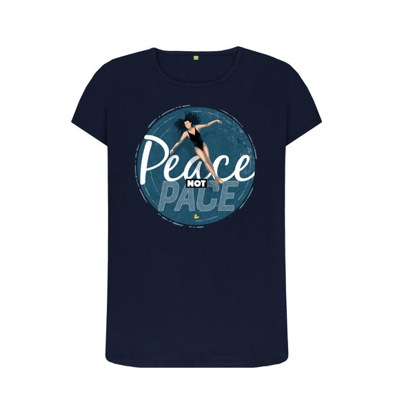 Navy Blue Peace Not Pace women's T-shirt