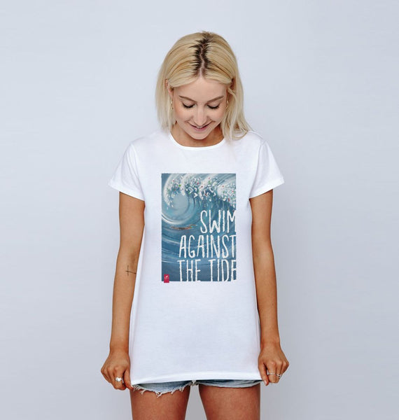 Swim Against the Tide T-shirt.  Women's fit