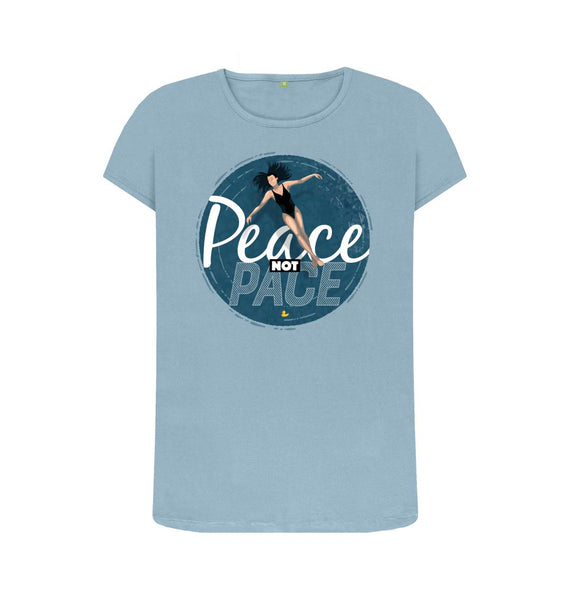 Stone Blue Peace Not Pace women's T-shirt