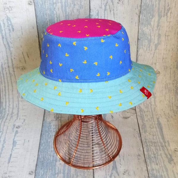 Pretty reversible festival bucket hat pastel swimming ladies design