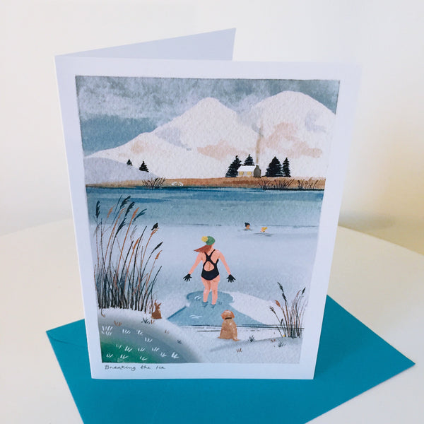 Wild swimming greetings card 'Breaking The ice'