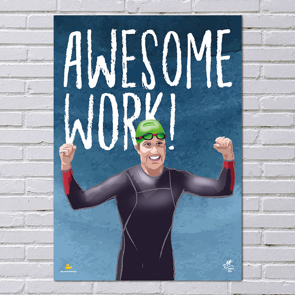 Open Water Swimming poster, Awesome Work! Male athlete