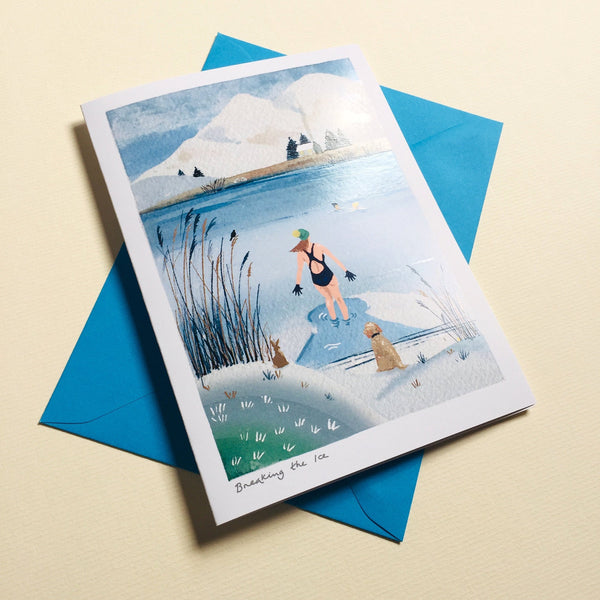 Wild swimming greetings card 'Breaking The ice'