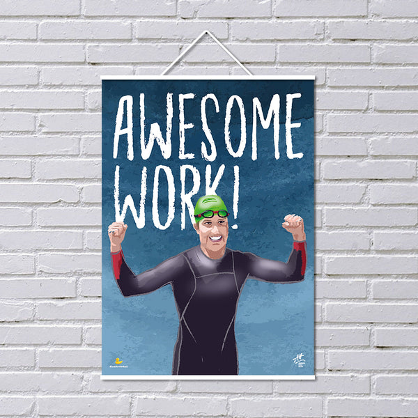 Open Water Swimming poster, Awesome Work! Male athlete