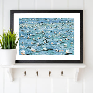 Open water swimming print. Mass Start White Wave. Limited edition