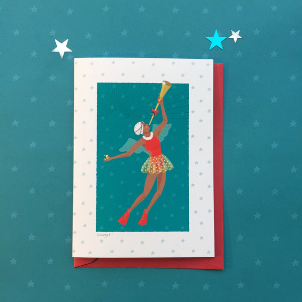 Christmas card for swimmers. Swimming Angel
