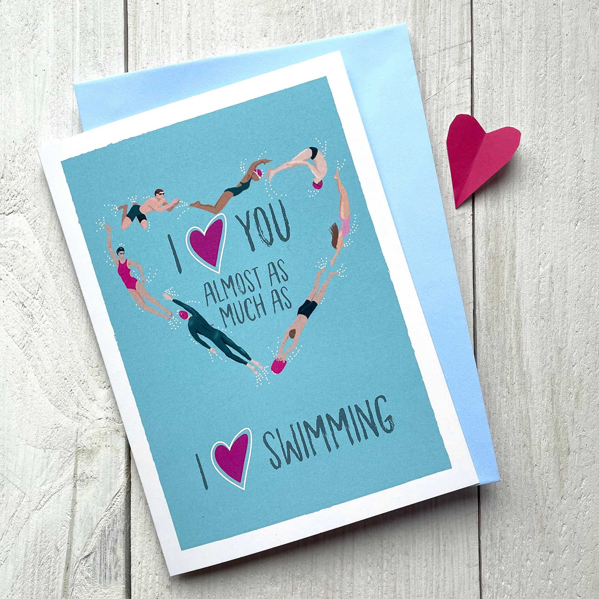 Swimming greetings card. I Love Swimming