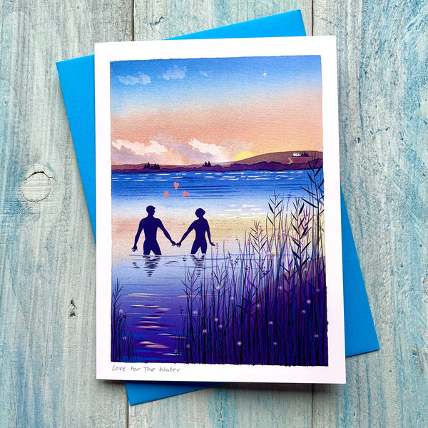 Wild swimming greetings card 'Love For The water'