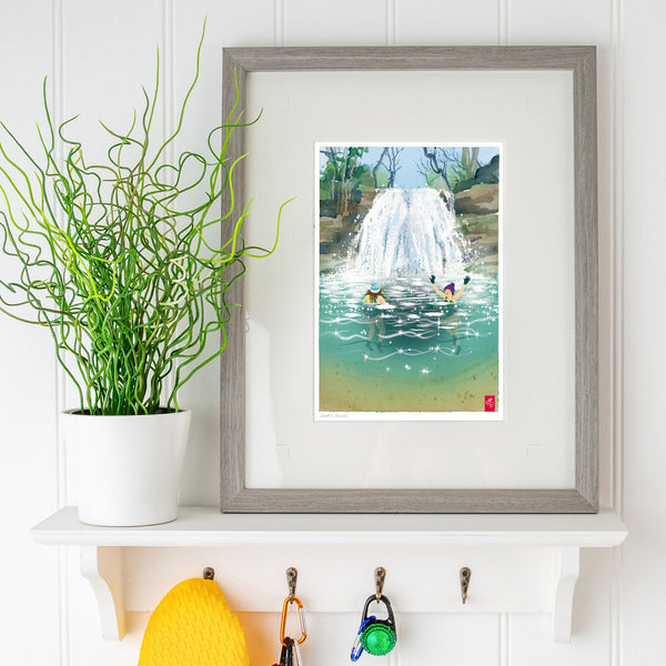 Wild Swimming signed A4 print. 'Janet's Jacuzzi'