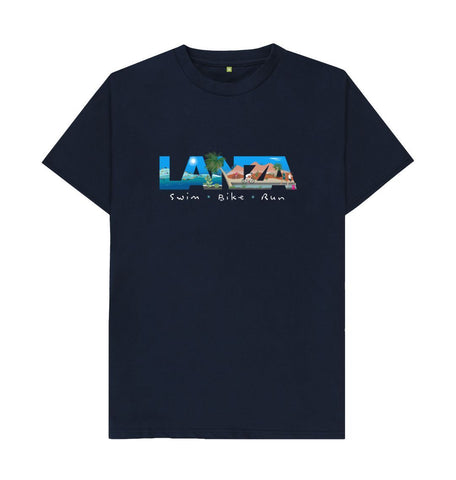 Navy Blue Lanza, Swim, Bike Run t-shirt. Classic fit