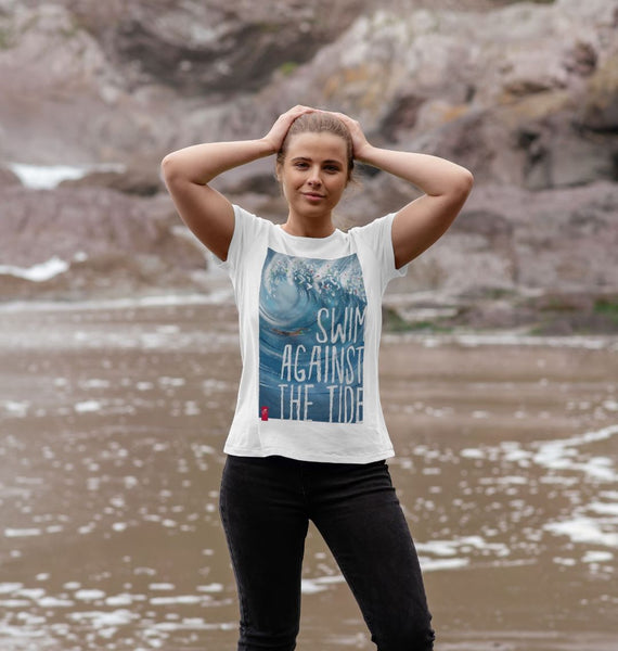 Swim Against the Tide T-shirt.  Women's fit